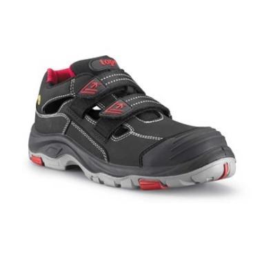 Védőszandál O1 ESD SRC PU/gumi talp TOP BROOKLYN SANDAL, fekete/piros, 39
