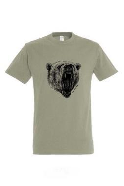 Póló (medve mintával) kereknyakú (100%pamut 190gr/m2) TOP, khaki, 3XL