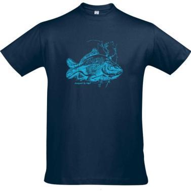 Póló (ponty mintával) kereknyakú (100%pamut 190gr/m2) TOP, sötétkék, 4XL